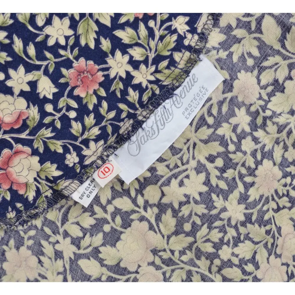 Vintage 70s Floral Babydoll Peter Pan Lace Collared Midi Dress with Pockets S - Picture 10 of 10